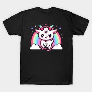 Kawaii White Goat Pentagram T-Shirt